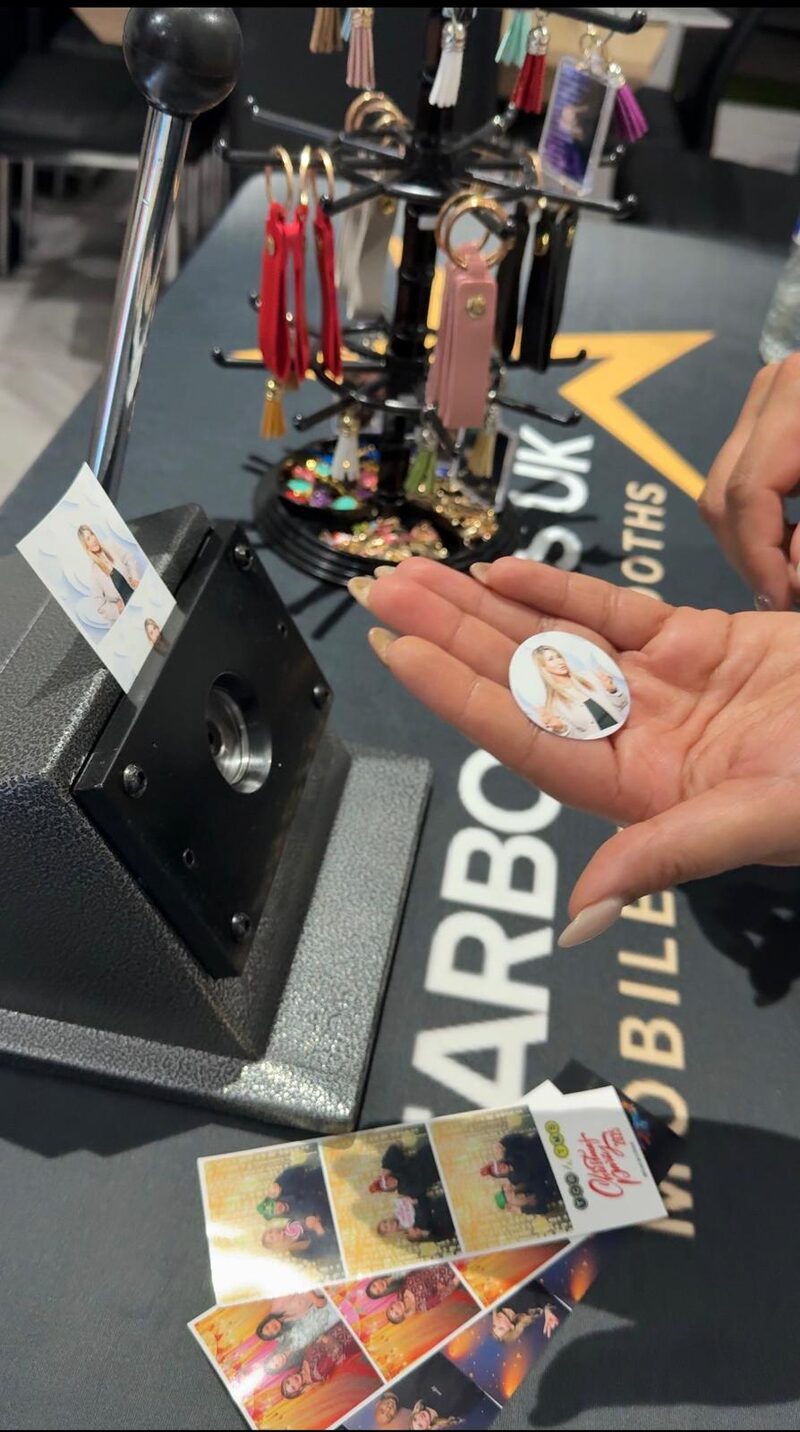Guest holding a personalised photo keyring